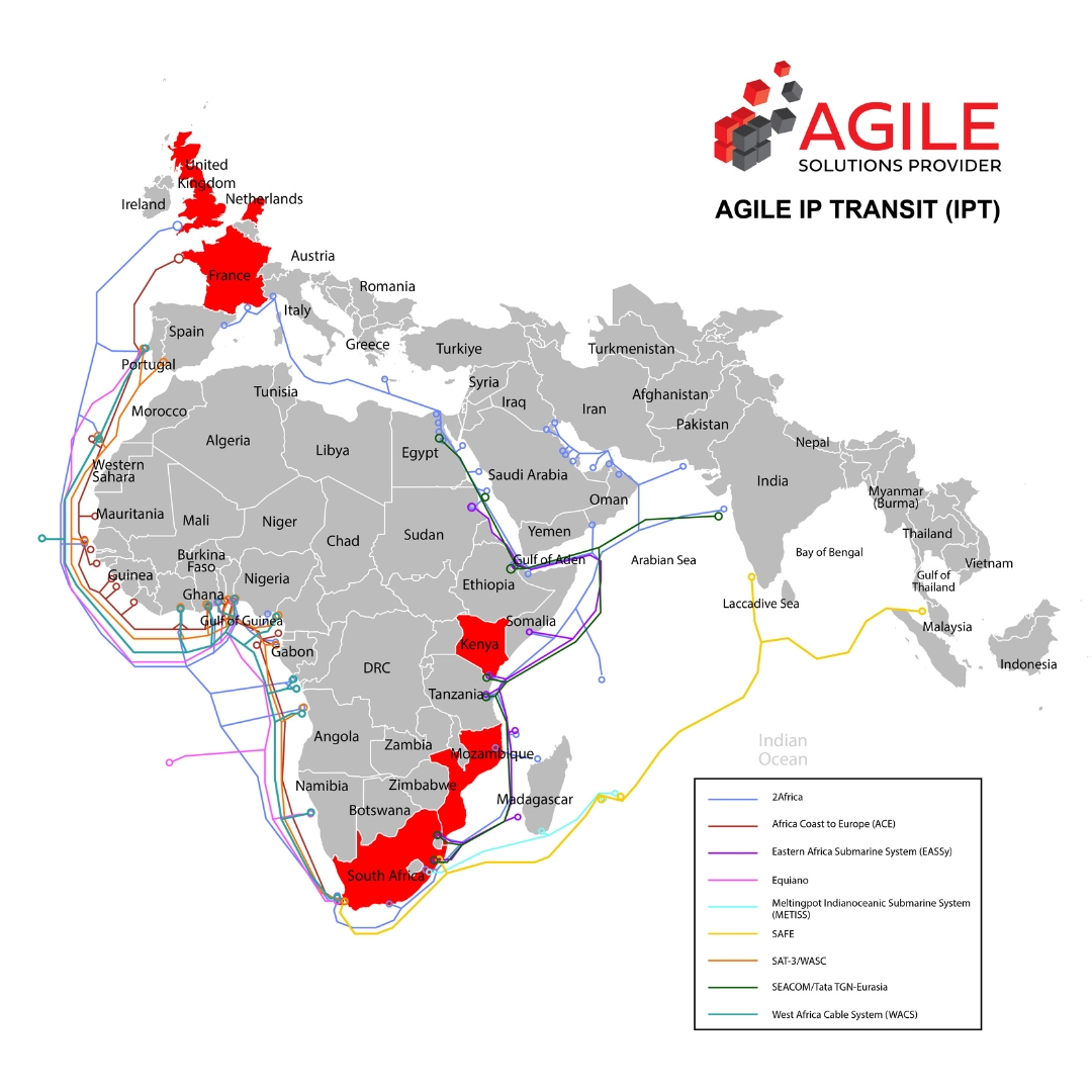 AgileSP IP Transit submarine cable map